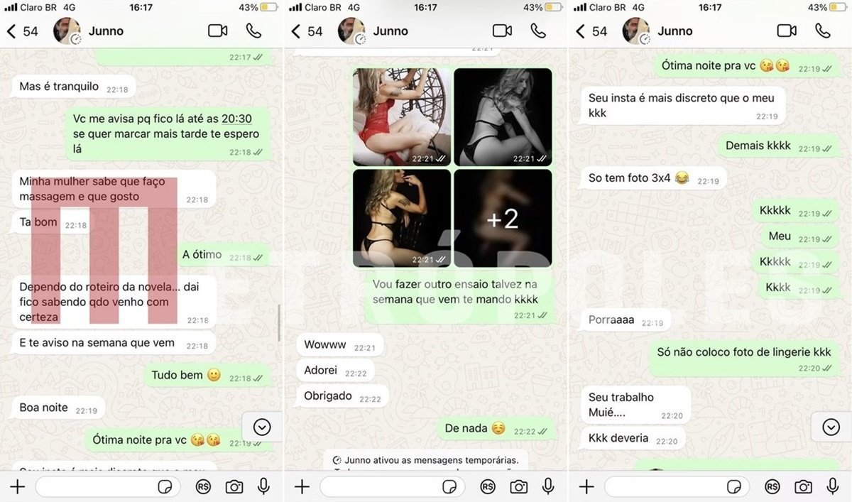 Print mensagens - WhatsApp - Junno e massagista