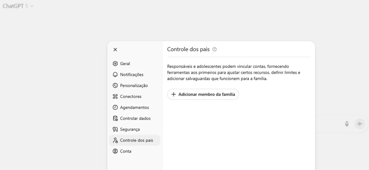 ChatGPT - Controle dos pais