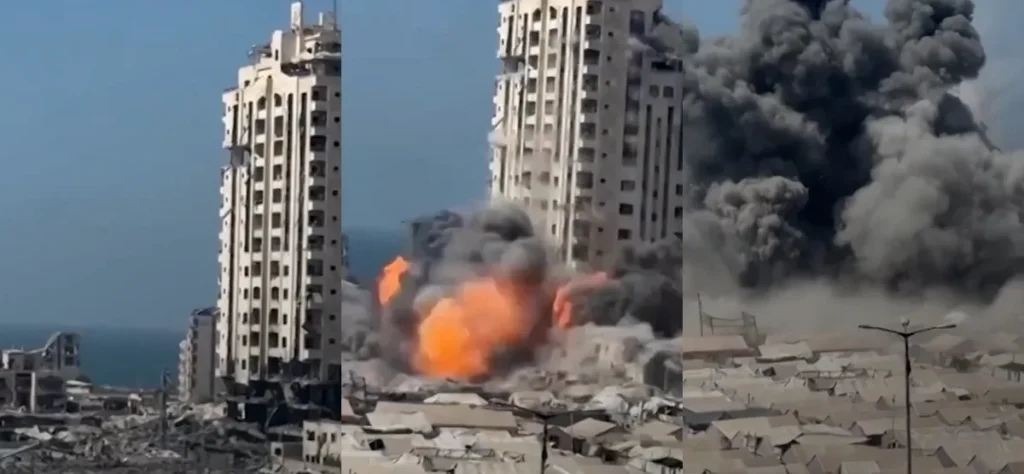 Israel derruba - segundo prédio mais alto Gaza