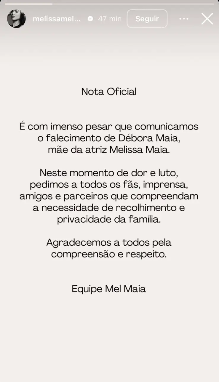 Mãe Mel Maia - morreu