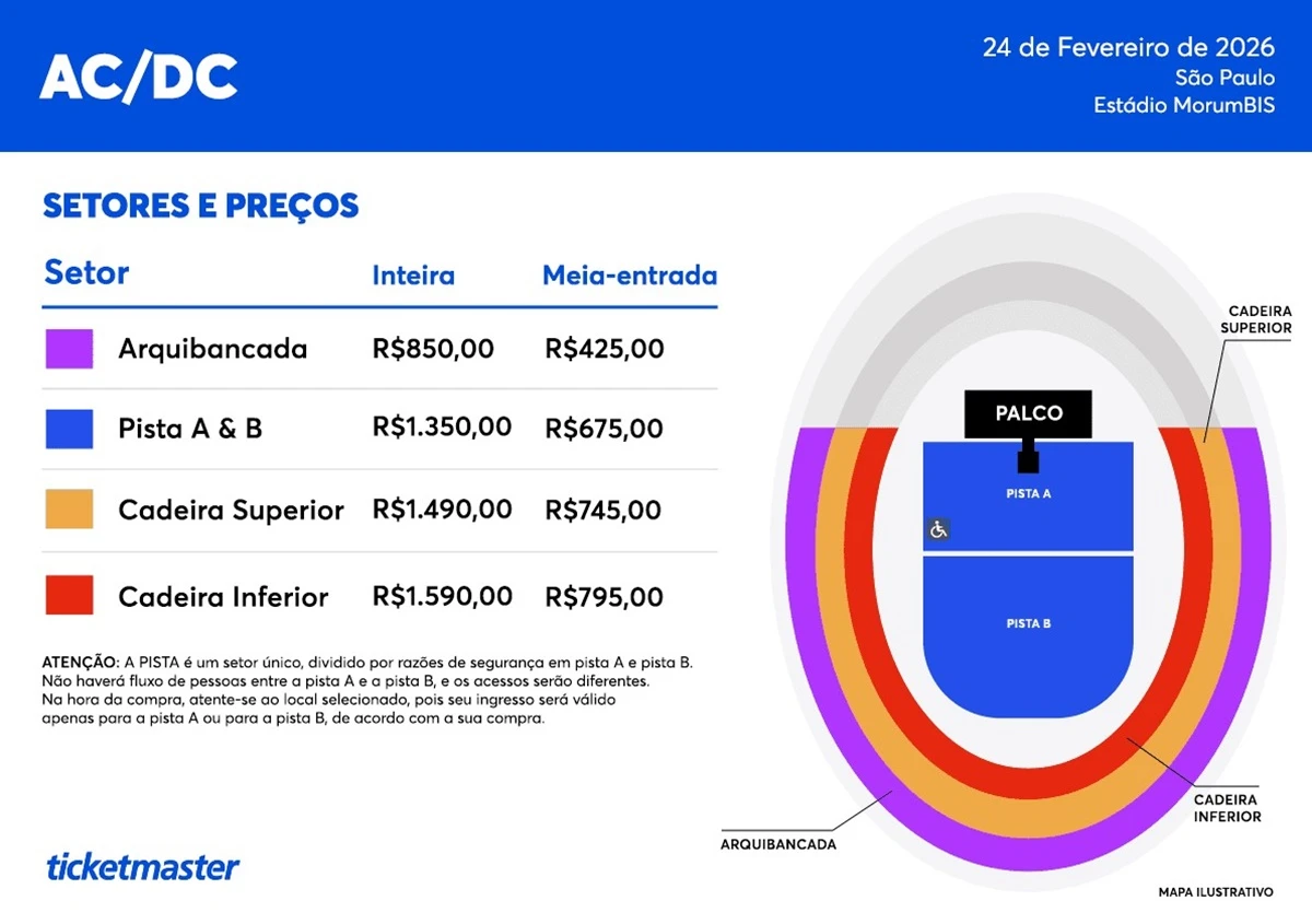 Mapa - Show ACDC - São Paulo