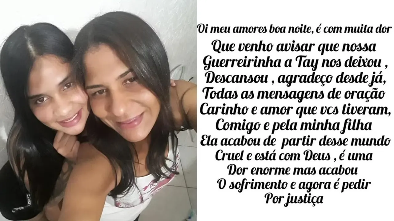 Mãe de Tainara - story após morte filha