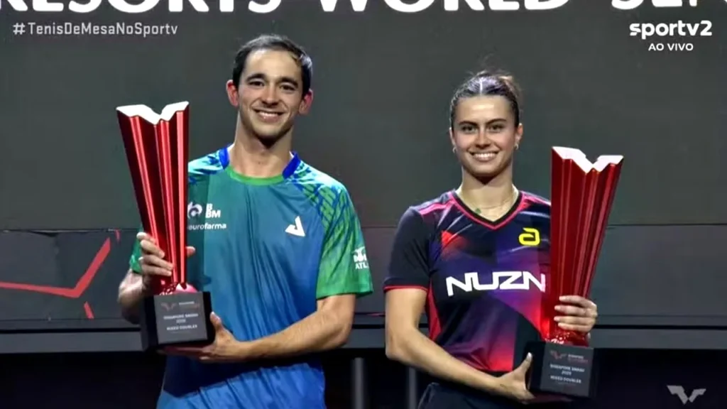 Hugo Calderano e Bruna Takahashi